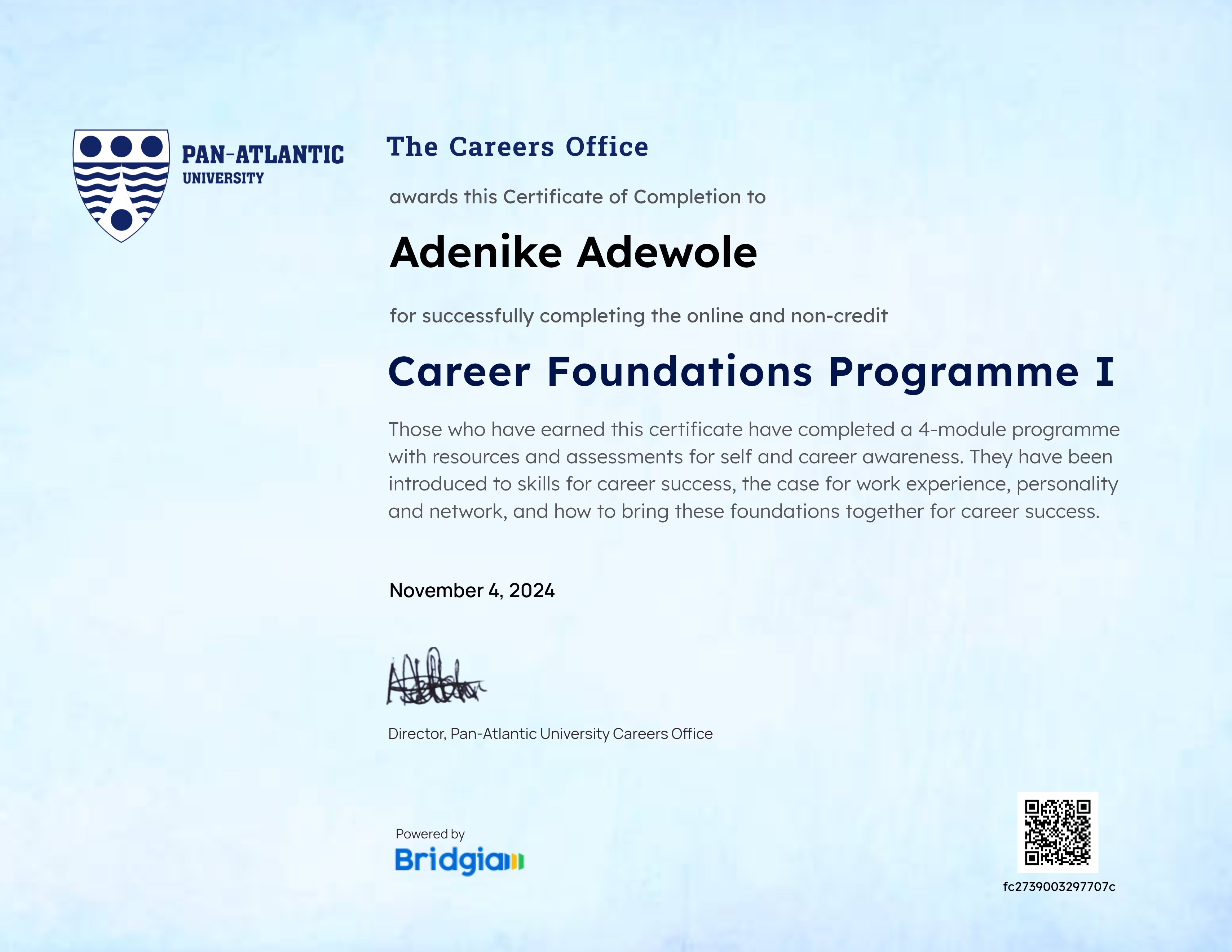 PAU Career Foundations Programme I